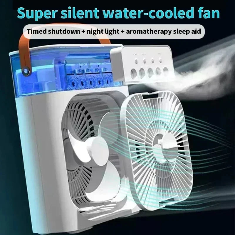 3-in-1 Portable Mini Air Cooler Fan with USB & LED Night Light