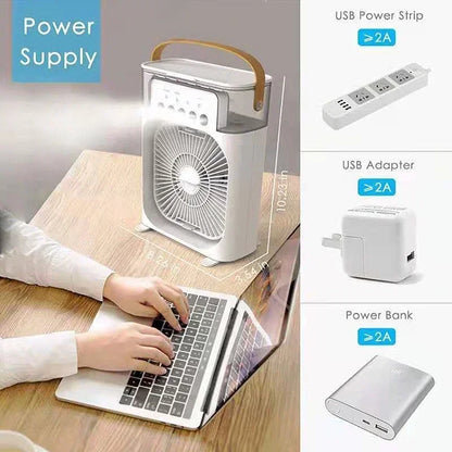 3-in-1 Portable Mini Air Cooler Fan with USB & LED Night Light