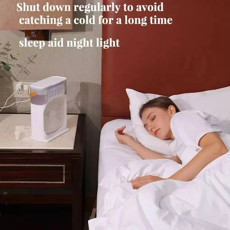 3-in-1 Portable Mini Air Cooler Fan with USB & LED Night Light